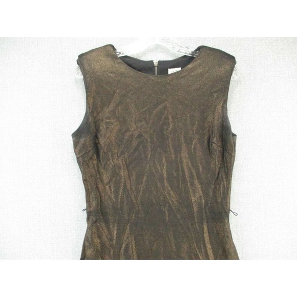 Cache Dress Womens 10 Brown Metallic Sleeveless Mid Length Cocktail Sheath Zip - Picture 2 of 7